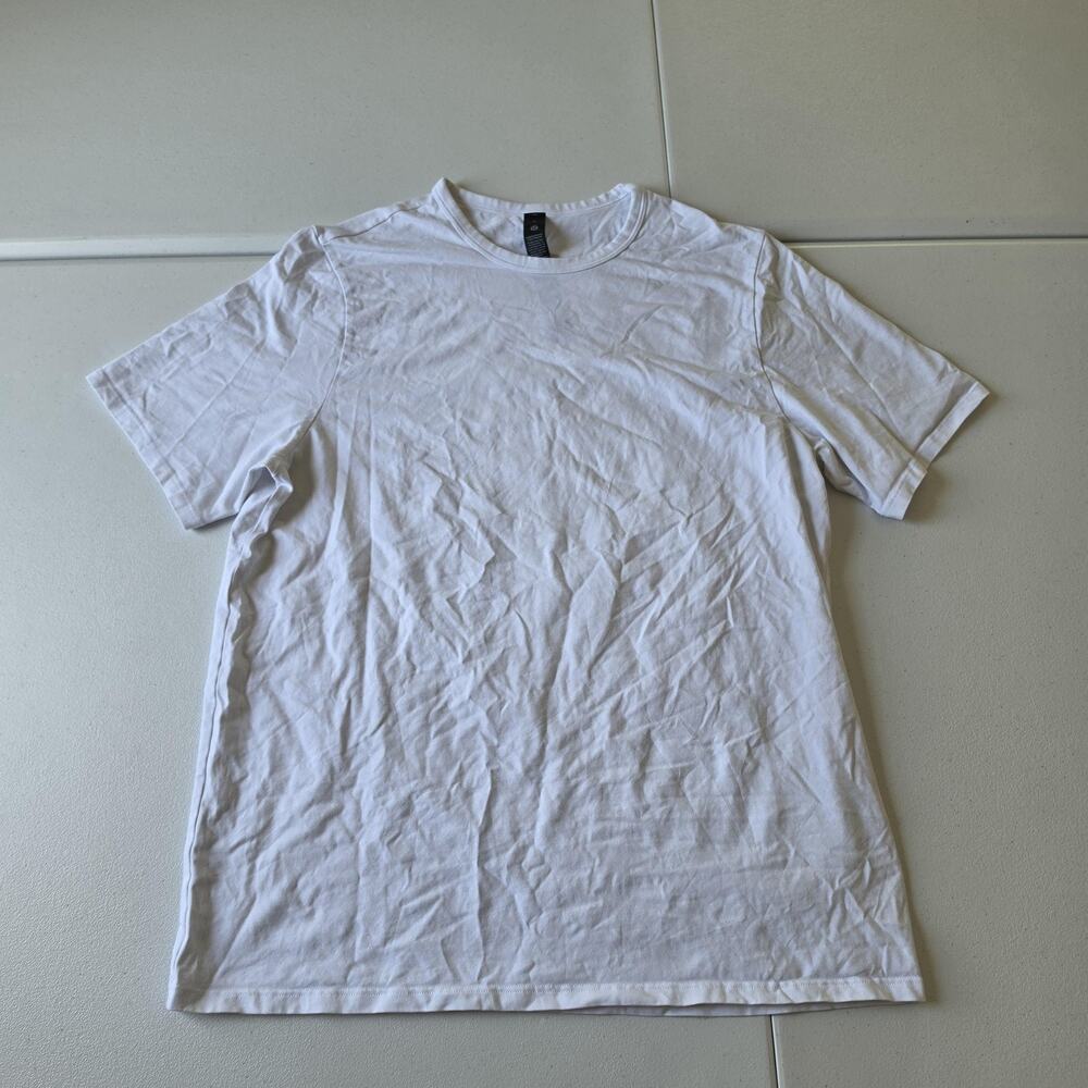 Lululemon Shirt Mens Medium White Organic Cotton Short Sleeve Crewneck Logo Tee